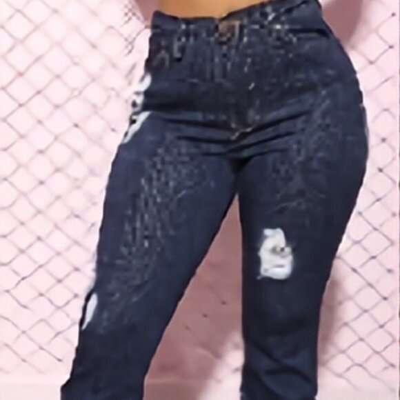 Swank A Posh โThe Costโ Distressed High Waist Jeans | Size Large (10โ12) NWT - Picture 2 of 9